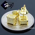 925 STERLING SILVER 5MM SILVER/GOLD/BLACK SQUARE SCREW BACK 3D STUD EARRING*E96