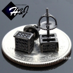 925 STERLING SILVER 5MM SILVER/GOLD/BLACK SQUARE SCREW BACK 3D STUD EARRING*E96
