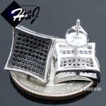 MEN 925 STERLING SILVER 12X12MM BLING SILVER/GOLD/BLACK SCREW BACK STUD EARRING*E99
