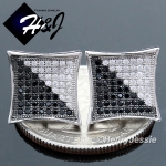 MEN 925 STERLING SILVER 12X12MM BLING SILVER/GOLD/BLACK SCREW BACK STUD EARRING*E99