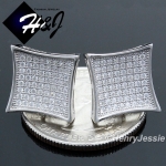 MEN 925 STERLING SILVER 12X12MM BLING SILVER/GOLD/BLACK SCREW BACK STUD EARRING*E99