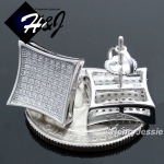 MEN 925 STERLING SILVER 12X12MM BLING SILVER/GOLD/BLACK SCREW BACK STUD EARRING*E99