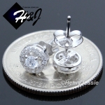 MEN WOMEN 925 STERLING SILVER 7MM LAB DIAMOND BLING ROUND STUD EARRING*SE107