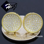 Men 925 STERLING SILVER 12MM SILVER/GOLD/BLACK ROUND SCREW BACK STUD EARRING*E111