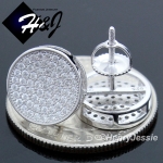 Men 925 STERLING SILVER 12MM SILVER/GOLD/BLACK ROUND SCREW BACK STUD EARRING*E111