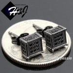 MEN WOMEN 925 STERLING SILVER SQUARE 6X6MM SILVER/GOLD/BLACK ICED 3D STUD EARRING*E123