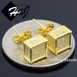 MEN WOMEN 925 STERLING SILVER SQUARE 6X6MM SILVER/GOLD/BLACK ICED 3D STUD EARRING*E123