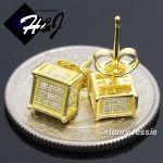 MEN WOMEN 925 STERLING SILVER SQUARE 6X6MM SILVER/GOLD/BLACK ICED 3D STUD EARRING*E123