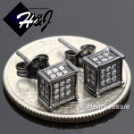 MEN WOMEN 925 STERLING SILVER SQUARE 6X6MM SILVER/GOLD/BLACK ICED 3D STUD EARRING*E123