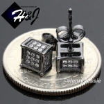 MEN WOMEN 925 STERLING SILVER SQUARE 6X6MM SILVER/GOLD/BLACK ICED 3D STUD EARRING*E123