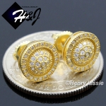 MEN WOMEN 925 STERLING SILVER ROUND 9MM SILVER/GOLD STUD SCREW BACK EARRING*GE/SE130