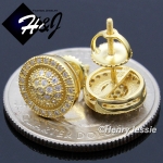 MEN WOMEN 925 STERLING SILVER ROUND 9MM SILVER/GOLD STUD SCREW BACK EARRING*GE/SE130