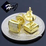 MEN 925 STERLING SILVER 6MM LAB DIAMOND SILVER/GOLD STUD SCREW BACK EARRING*GE/SE131