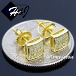 MEN 925 STERLING SILVER 6MM LAB DIAMOND SILVER/GOLD STUD SCREW BACK EARRING*GE/SE131