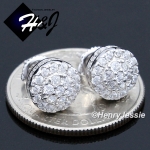 MEN 925 STERLING SILVER 9MM ICED SILVER/GOLD ROUND SCREW BACK STUD EARRING*GE/SE141