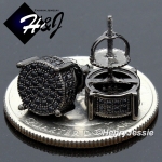 MEN 925 STERLING SILVER 8MM SILVER/GOLD/BLACK ROUND SCREW BACK STUD EARRING*GE/SE/BE142