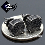 MEN 925 STERLING SILVER 8MM SILVER/GOLD/BLACK ROUND SCREW BACK STUD EARRING*GE/SE/BE142