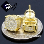 MEN 925 STERLING SILVER 8MM SILVER/GOLD/BLACK ROUND SCREW BACK STUD EARRING*GE/SE/BE142