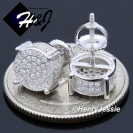 MEN 925 STERLING SILVER 8MM SILVER/GOLD/BLACK ROUND SCREW BACK STUD EARRING*GE/SE/BE142