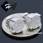 MEN 925 STERLING SILVER 8MM SILVER/GOLD/BLACK ROUND SCREW BACK STUD EARRING*GE/SE/BE142