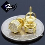 MEN 925 STERLING SILVER 6MM SILVER/GOLD/BLACK ROUND SCREW BACK STUD EARRING*GE/SE/BE146