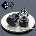 MEN 925 STERLING SILVER 6MM SILVER/GOLD/BLACK ROUND SCREW BACK STUD EARRING*GE/SE/BE146