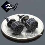 MEN 925 STERLING SILVER 6MM SILVER/GOLD/BLACK ROUND SCREW BACK STUD EARRING*GE/SE/BE146