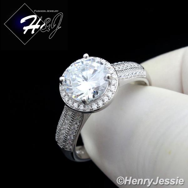WOMEN 925 STERLING SILVER ICED BLING ROUND CZ ENGAGEMENT RING SIZE 6-10*SR51