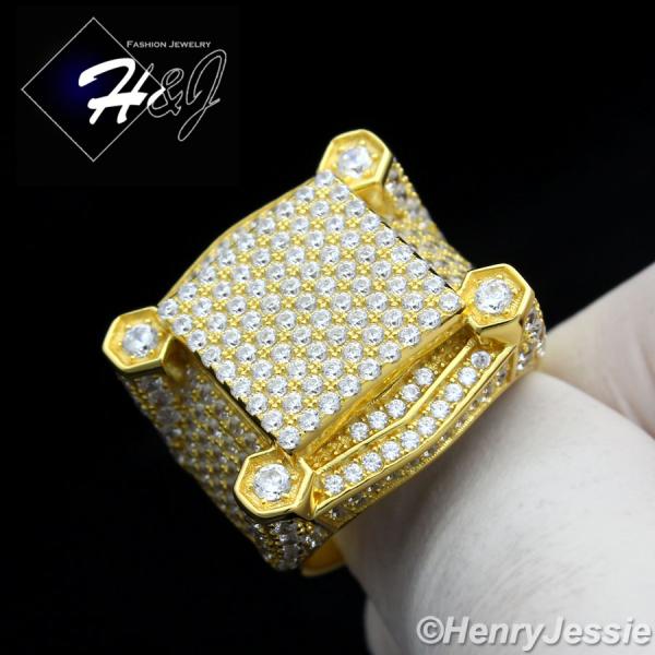 MEN 925 STERLING SILVER LAB DIAMOND ICED BLING RING*GR54