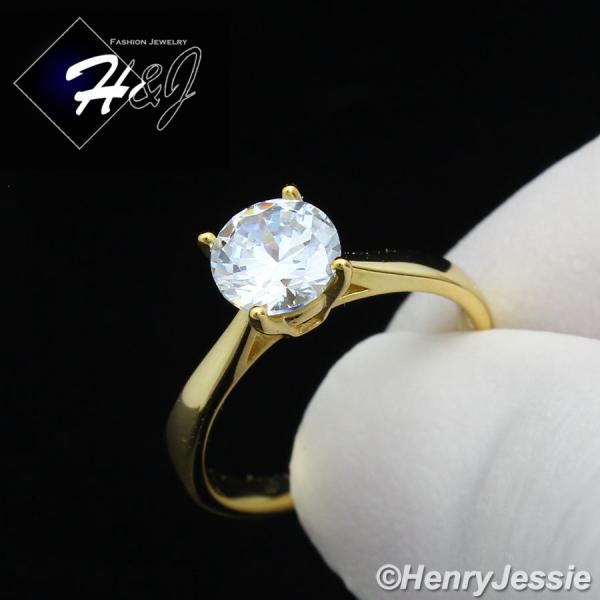 WOMEN 925 STERLING SILVER 1CT ROUND CUT CZ GOLD SIMPLE ENGAGEMENT RING*SR63