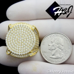 MEN 925 STERLING SILVER LAB DIAMOND ICED GOLD ROUND BLING RING*GR55