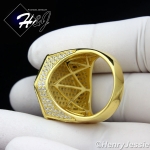 MEN 925 STERLING SILVER LAB DIAMOND ICED HEXAGON GOLD BLING RING*GR56