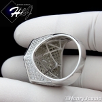 MEN 925 STERLING SILVER LAB DIAMOND ICED HEXAGON BLING RING*SR56