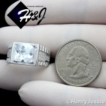 MEN 925 STERLING SILVER SQUARE LAB DIAMOND ICED BLING RING*SR57