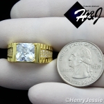 MEN 925 STERLING SILVER SQUARE LAB DIAMOND ICED GOLD BLING RING*GR57