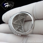 MEN 925 STERLING SILVER LAB DIAMOND ICED ROUND BLING RING*SR61