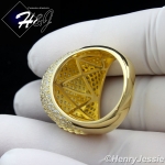 MEN 925 STERLING SILVER LAB DIAMOND ICED ROUND BLING GOLD RING*GR61