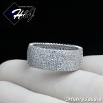 MEN WOMEN 925 STERLING SILVER FULL ICED LAB DIAMOND 8MM WEDDING BAND RING*SR62
