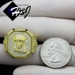 MEN 925 STERLING SILVER LAB DIAMOND ICED BLING GOLD JESUS FACE RING*GR68