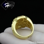 MEN 925 STERLING SILVER LAB DIAMOND ICED BLING GOLD JESUS FACE RING*GR68