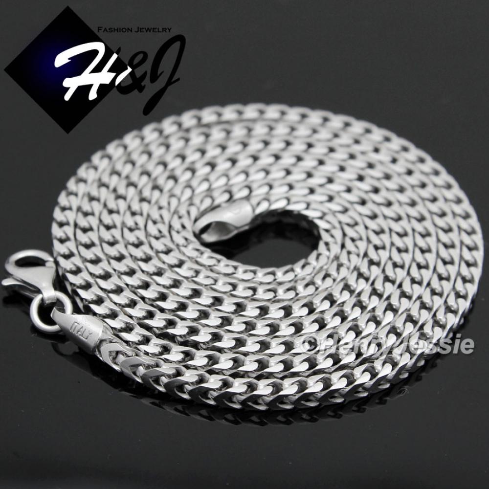 20"24"30"MEN 925 STERLING SILVER 2MM FRANCO BOX CURB LINK CHAIN NECKLACE*SN5