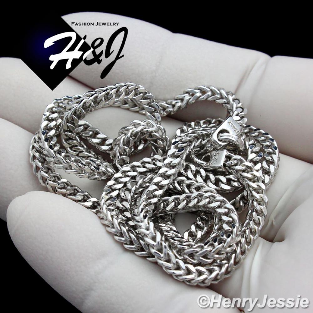 20"24"30"MEN 925 STERLING SILVER 2.5MM SILVER FRANCO BOX CURB LINK NECKLACE*SN8