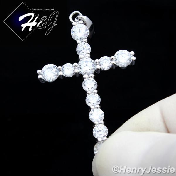 MEN WOMEN 925 STERLING SILVER ICED BLING CROSS CHARM PENDANT*SP73