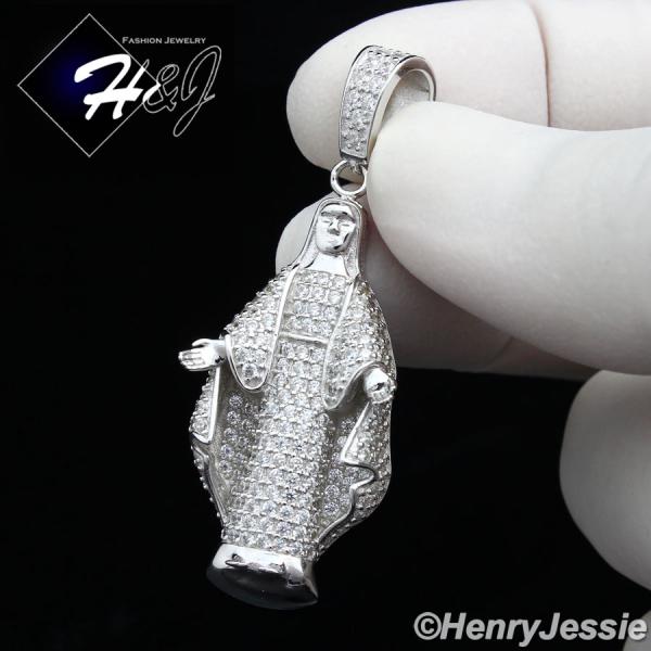 925 STERLING SILVER ICED VIRGIN MARY MOTHER OF JESUS CHARM PENDANT*SP129