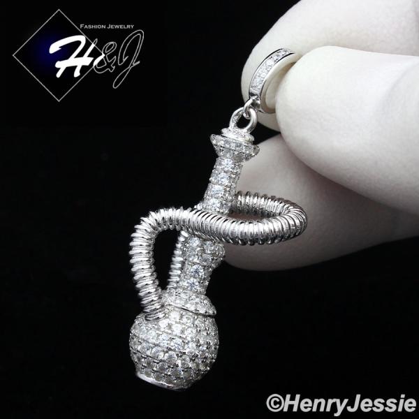 MEN 925 STERLING SILVER LAB DIAMOND ICED BLING 3D HOOKAH CHARM PENDANT*SP158