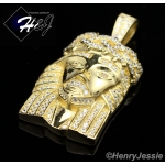 MEN 925 STERLING SILVER ICED BLING SILVER/GOLD JESUS FACE CHARM PENDANT*SP36
