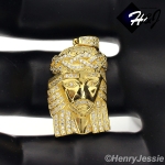 MEN 925 STERLING SILVER ICED BLING SILVER/GOLD JESUS FACE CHARM PENDANT*SP36