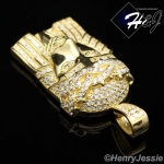MEN 925 STERLING SILVER ICED BLING SILVER/GOLD JESUS FACE CHARM PENDANT*SP36