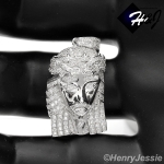 MEN 925 STERLING SILVER ICED BLING SILVER/GOLD JESUS FACE CHARM PENDANT*SP36