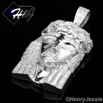 MEN 925 STERLING SILVER ICED BLING SILVER/GOLD JESUS FACE CHARM PENDANT*SP36